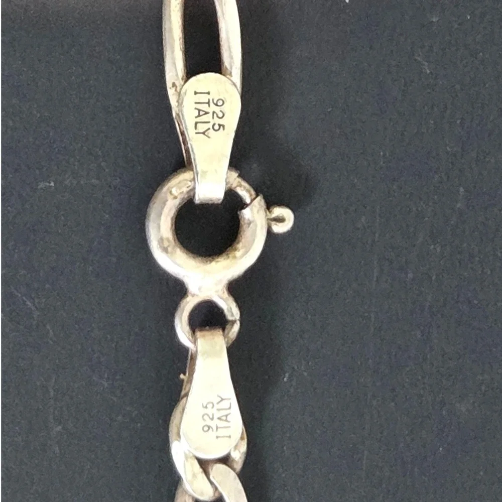 925 Sterling Silver Figaro Chain Necklace Italy 20 Inch